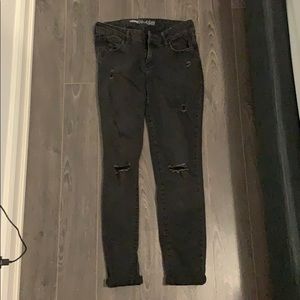 Old Navy - Black Washed Skinny Distressed Jeans